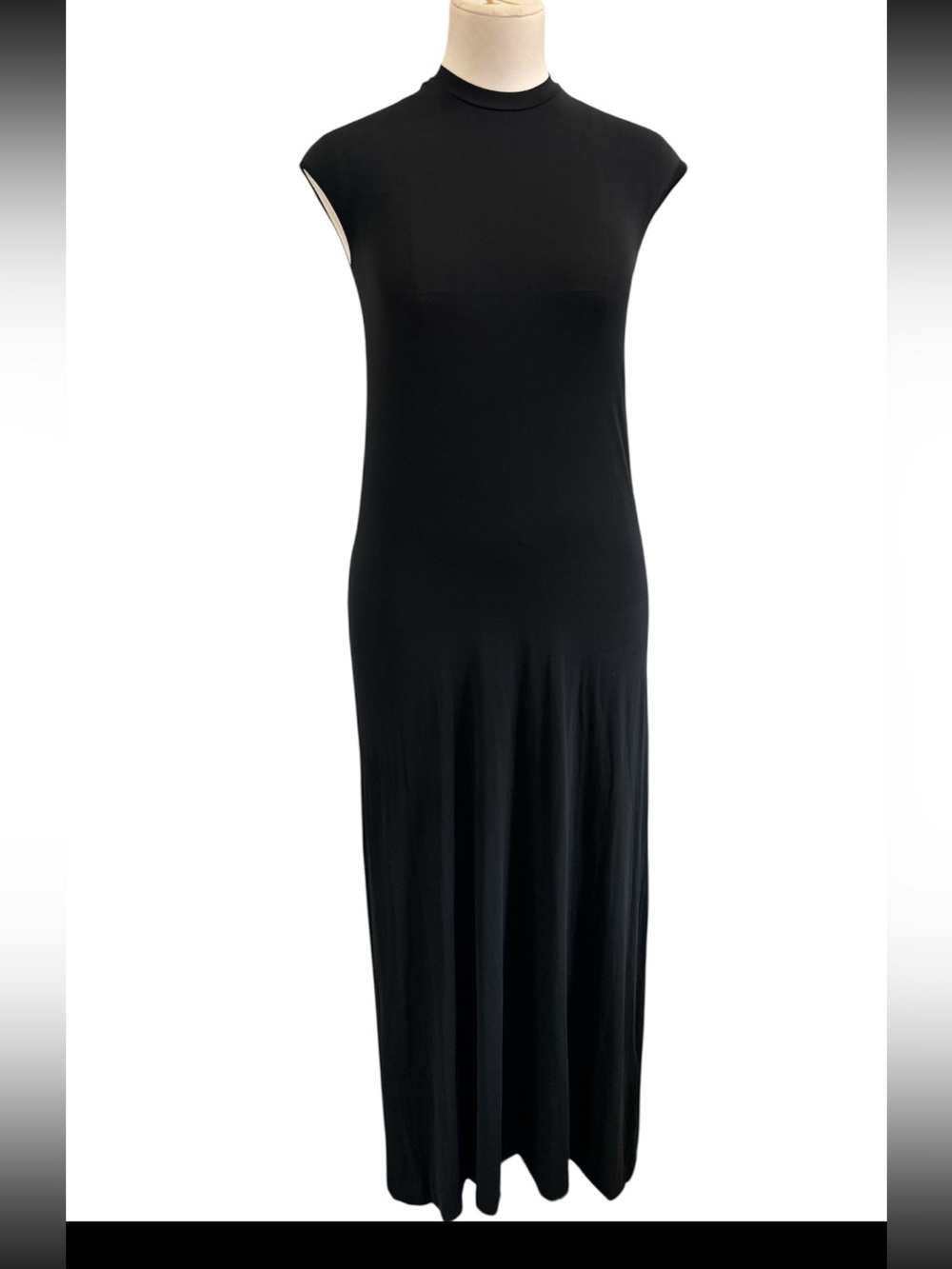 Calvin Klein collection sleeveless mock neck mesh knit maxi dress-black size M